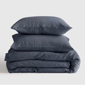 NWOT QUINCE European Linen Duvet Cover Set Full/Queen Nightfall 1328